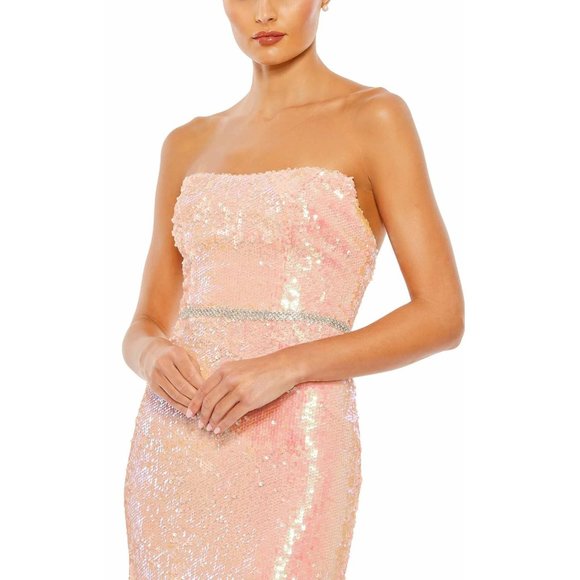 NWT $398 IEENA FOR MAC DUGGAL STRAPLESS PINK SEQUIN GOWN STYLE 26980 SIZE 4 - Picture 3 of 7